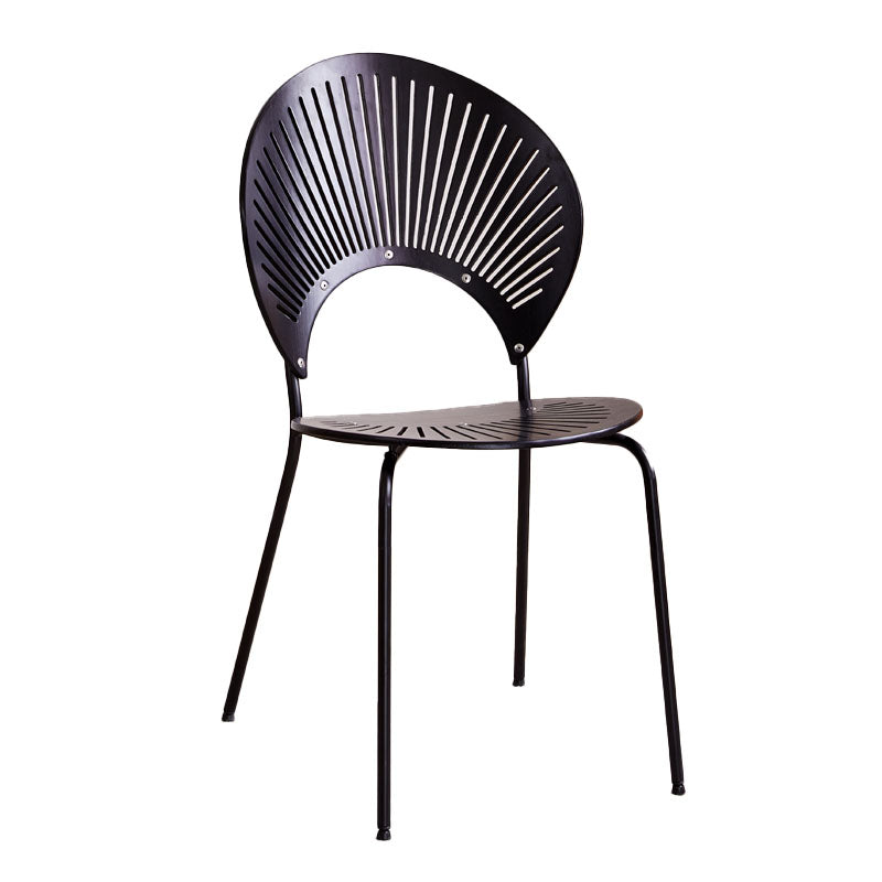 Silla lateral de comedor con respaldo abierto de estilo industrial, sillas de comedor de metal para el hogar