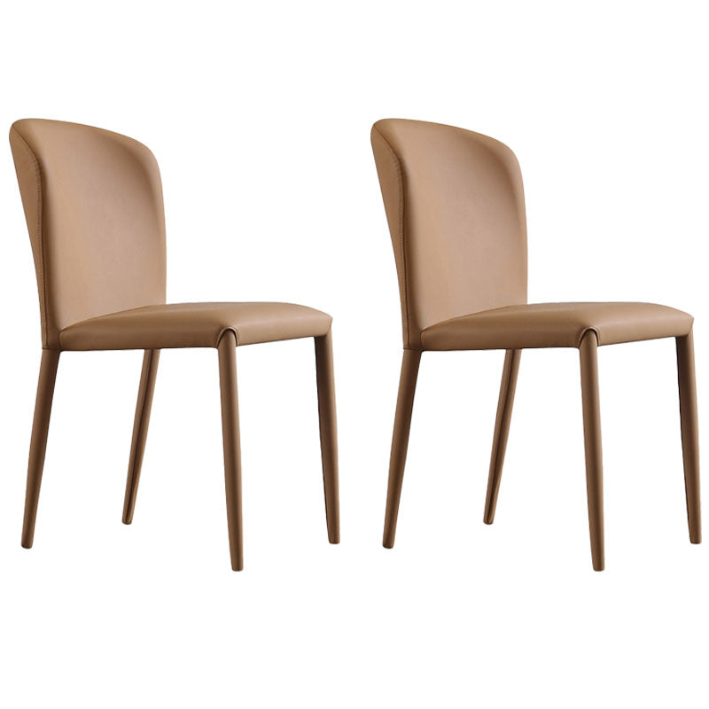 Modern PU Leather Dining Chairs Armless Metal Dining Chairs for Home Use