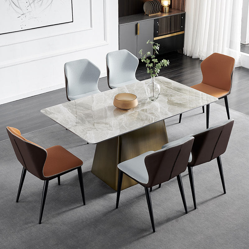 Silla de comedor de metal industrial, silla sin brazos de comedor de cuero sintético para uso en restaurantes