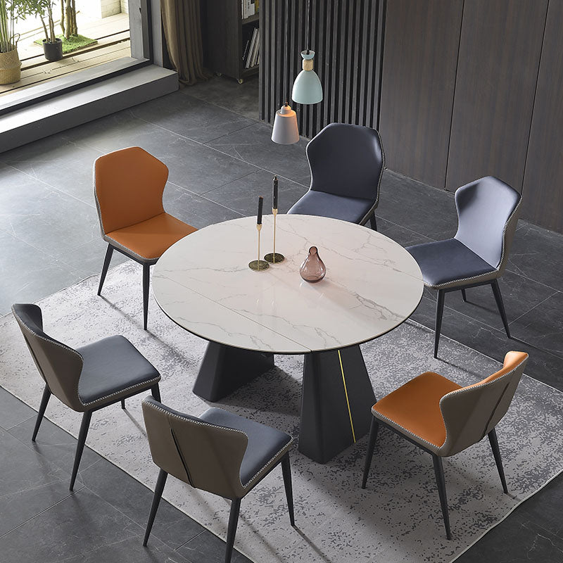 Silla de comedor de metal industrial, silla sin brazos de comedor de cuero sintético para uso en restaurantes