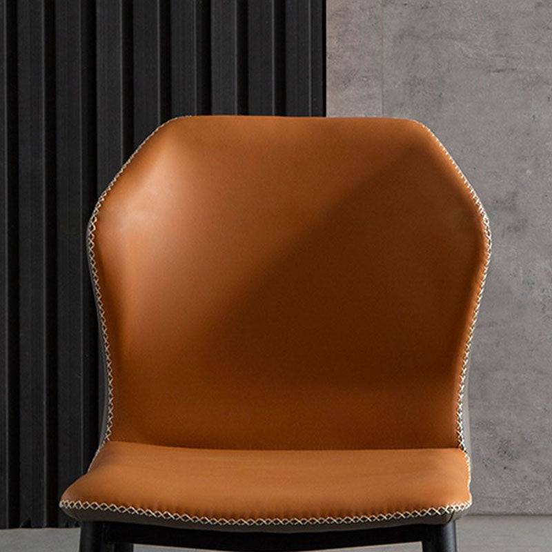 Silla de comedor de metal industrial, silla sin brazos de comedor de cuero sintético para uso en restaurantes