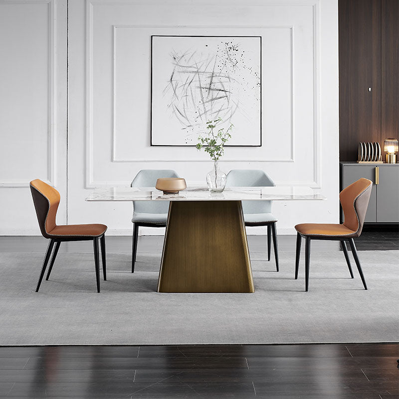 Silla de comedor de metal industrial, silla sin brazos de comedor de cuero sintético para uso en restaurantes