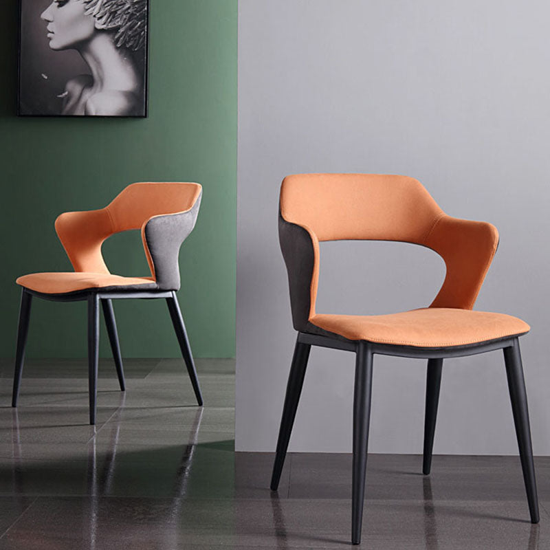 Moderne faux lederen eetkamerstoelen arm metalen eetstoelen voor restaurantgebruik