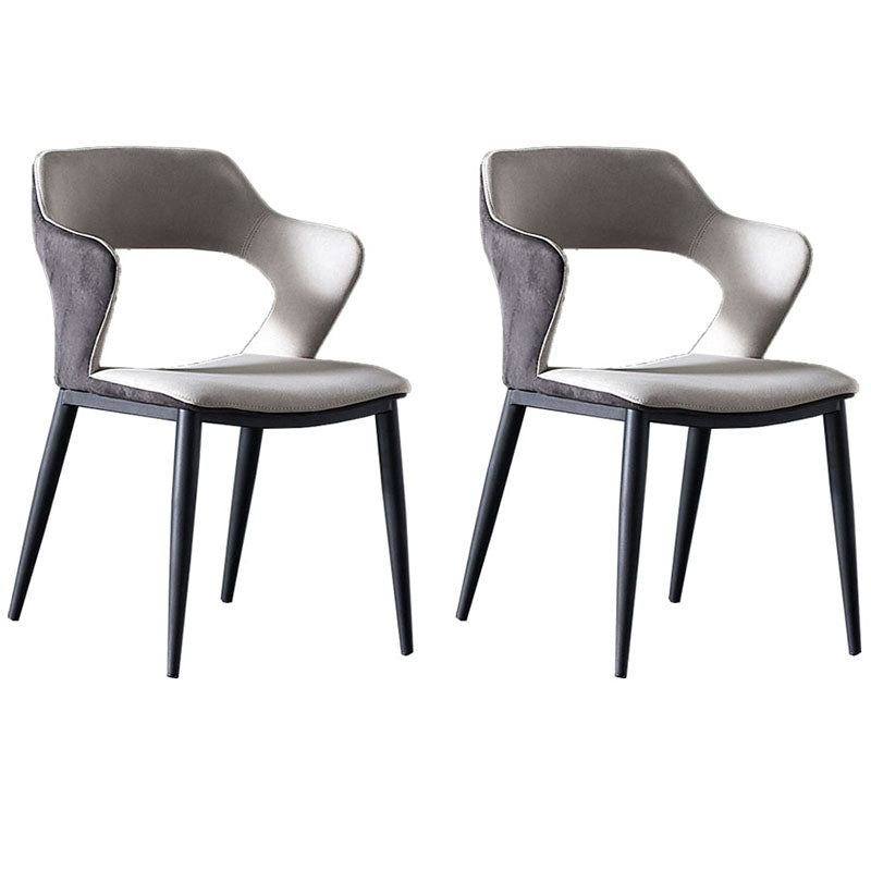 Moderne faux lederen eetkamerstoelen arm metalen eetstoelen voor restaurantgebruik