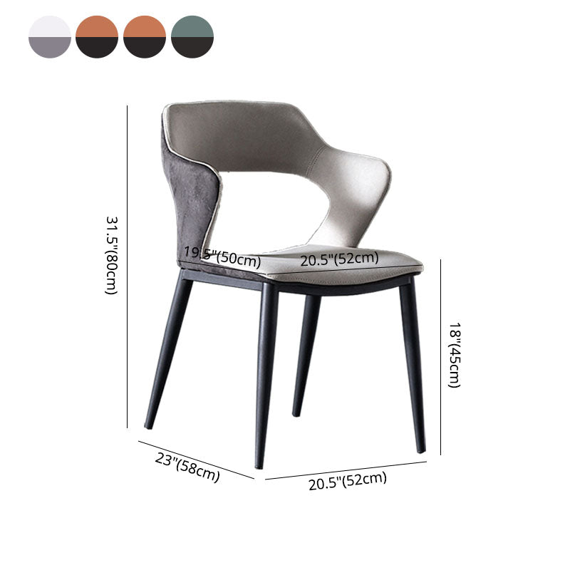 Moderne faux lederen eetkamerstoelen arm metalen eetstoelen voor restaurantgebruik