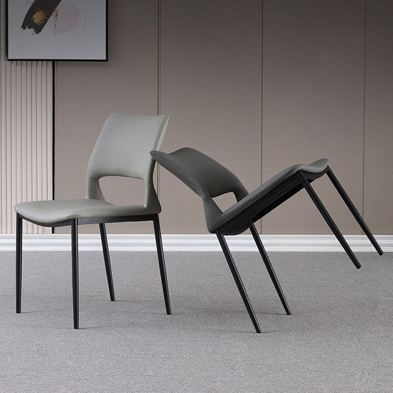 Silla lateral de comedor con respaldo abierto de estilo industrial, sillas de comedor de cuero para el hogar