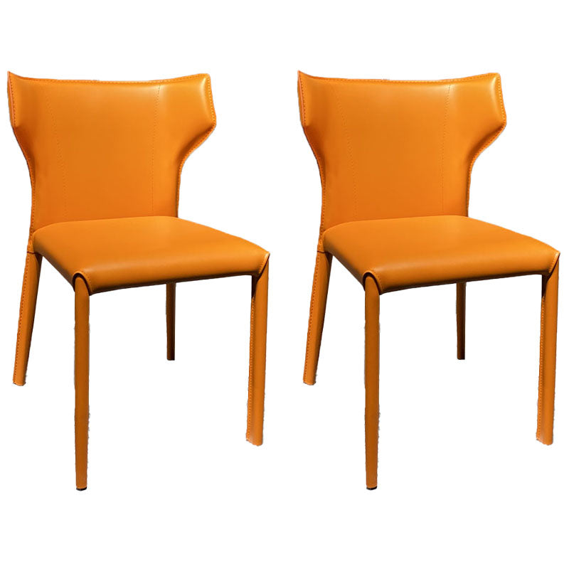 Upholstered Armless Dining Chairs Home Leather Side Chairs with Metal Legs