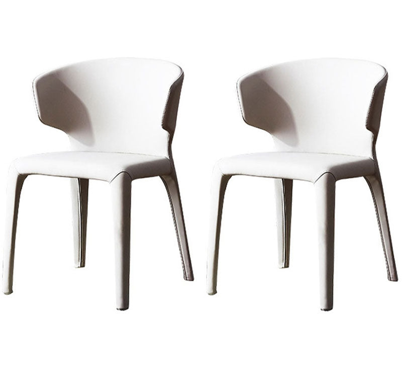 Contemporary Leather Dining Chairs Wingback Armless Chairs for Home