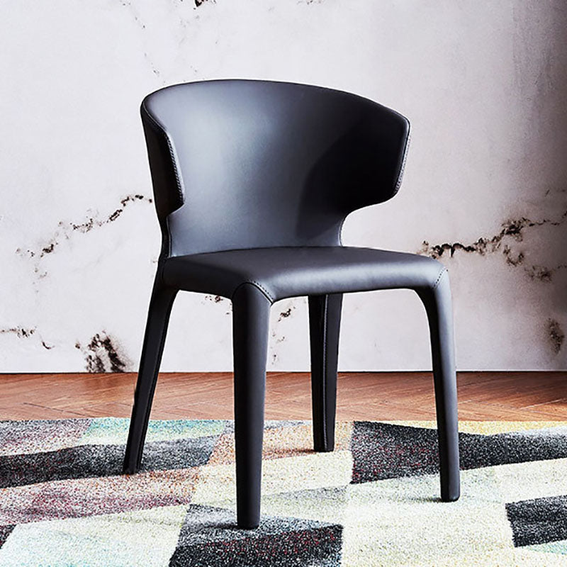 Sillas de comedor de cuero contemporáneas, sillas sin brazos con respaldo para el hogar