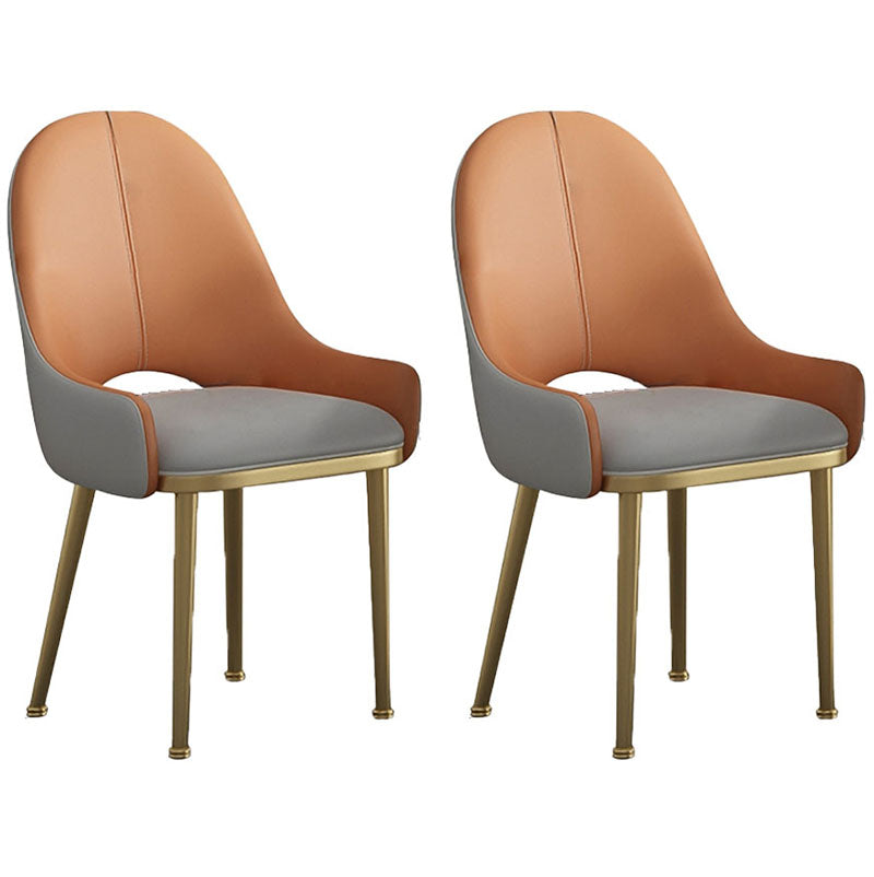 Scandinavian Leather Dining Chairs Upholstered Solid Back Chair for Kitchen