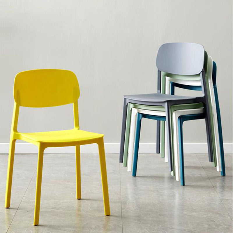 Silla lateral de comedor con respaldo abierto contemporáneo, sillas sin brazos de comedor de plástico para el hogar