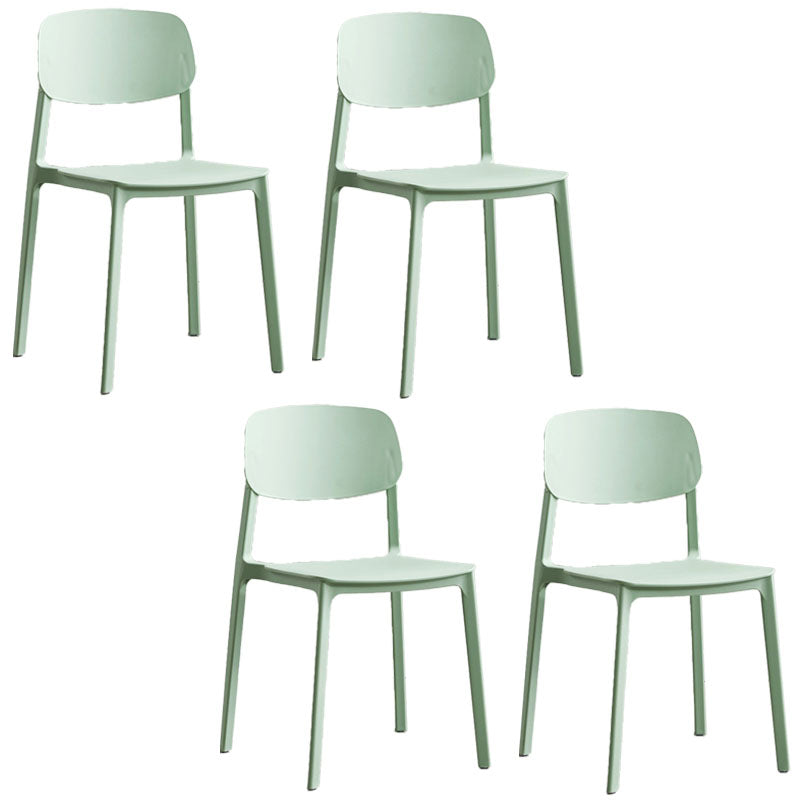 Silla lateral de comedor con respaldo abierto contemporáneo, sillas sin brazos de comedor de plástico para el hogar