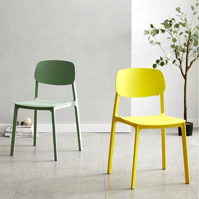 Silla lateral de comedor con respaldo abierto contemporáneo, sillas sin brazos de comedor de plástico para el hogar