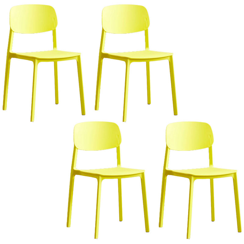 Silla lateral de comedor con respaldo abierto contemporáneo, sillas sin brazos de comedor de plástico para el hogar
