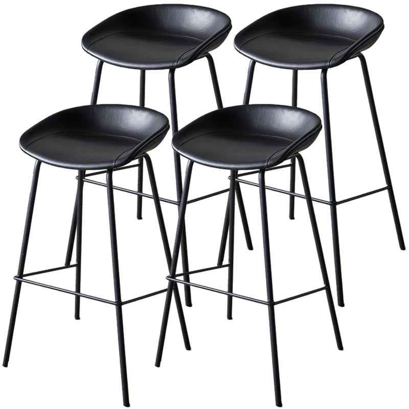 Industrial Indoor Barstool Iron Distressed Quilted Tall Stool with Leather Seat