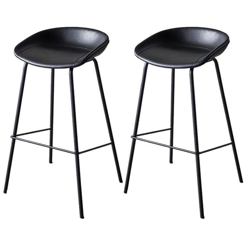 Industrial Indoor Barstool Iron Distressed Quilted Tall Stool with Leather Seat