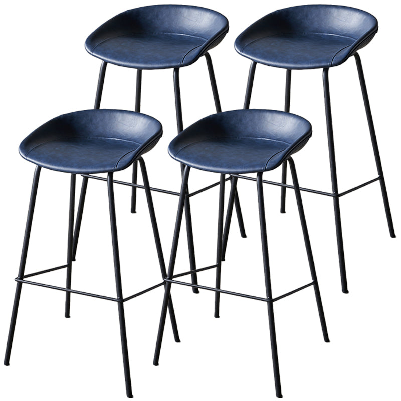 Industrial Indoor Barstool Iron Distressed Quilted Tall Stool with Leather Seat