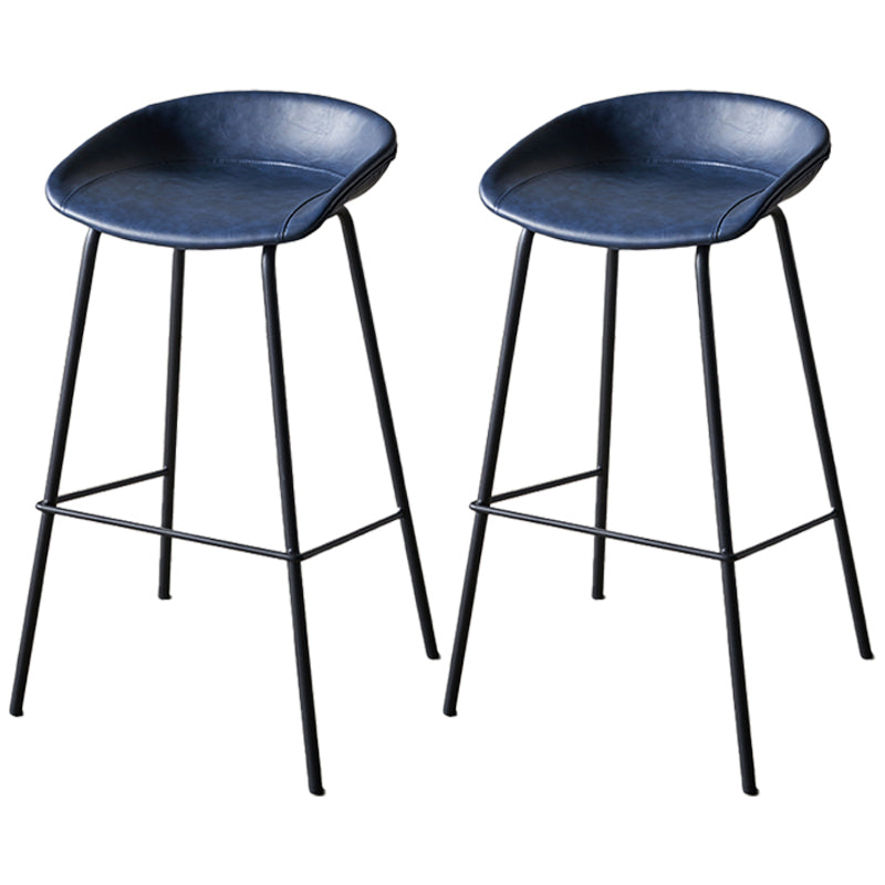 Industrial Indoor Barstool Iron Distressed Quilted Tall Stool with Leather Seat