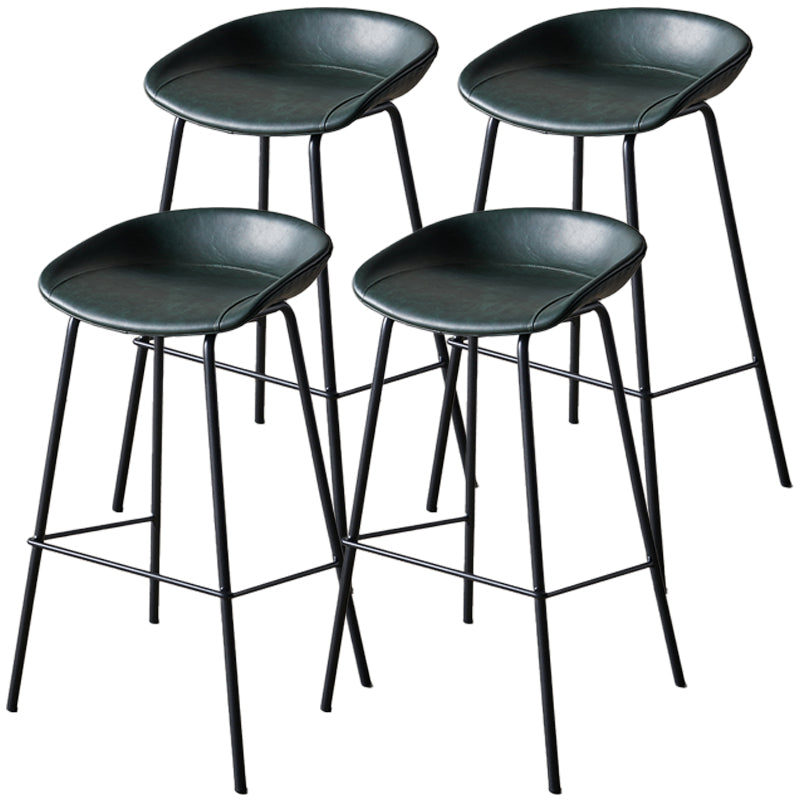 Industrial Indoor Barstool Iron Distressed Quilted Tall Stool with Leather Seat