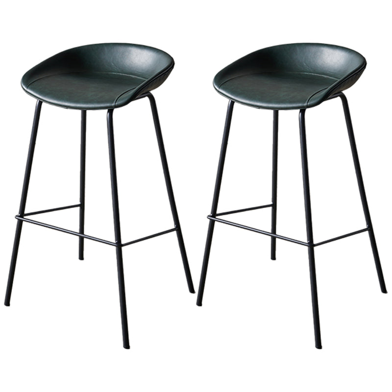Industrial Indoor Barstool Iron Distressed Quilted Tall Stool with Leather Seat