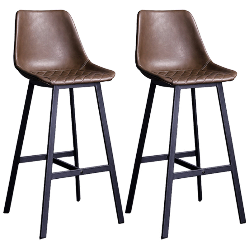 Taburete de bar con respaldo bajo de cuero envejecido, taburete alto industrial para interiores con asiento tipo cubo