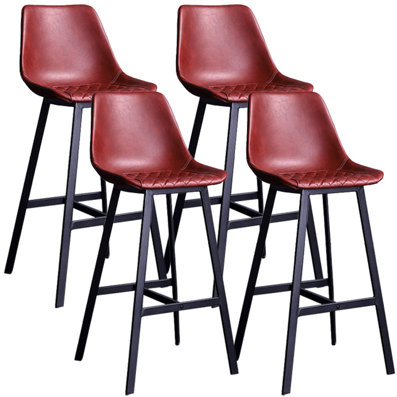 Taburete de bar con respaldo bajo de cuero envejecido, taburete alto industrial para interiores con asiento tipo cubo