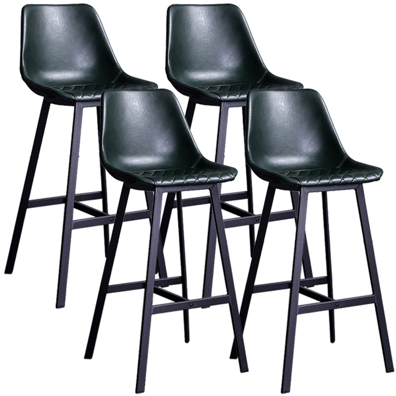 Taburete de bar con respaldo bajo de cuero envejecido, taburete alto industrial para interiores con asiento tipo cubo