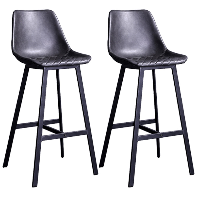 Taburete de bar con respaldo bajo de cuero envejecido, taburete alto industrial para interiores con asiento tipo cubo