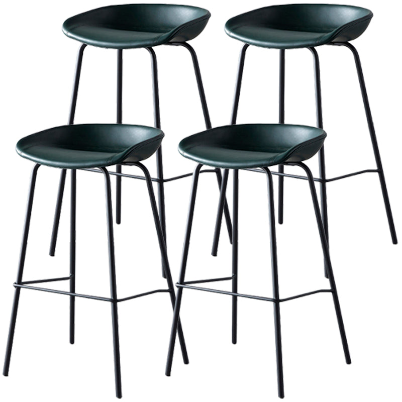 Industrial Metal Distressed Barstool Indoor Tall Stool with Leather Seat