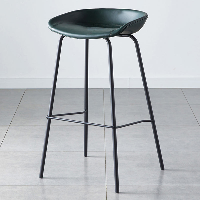 Industrial Metal Distressed Barstool Indoor Tall Stool with Leather Seat
