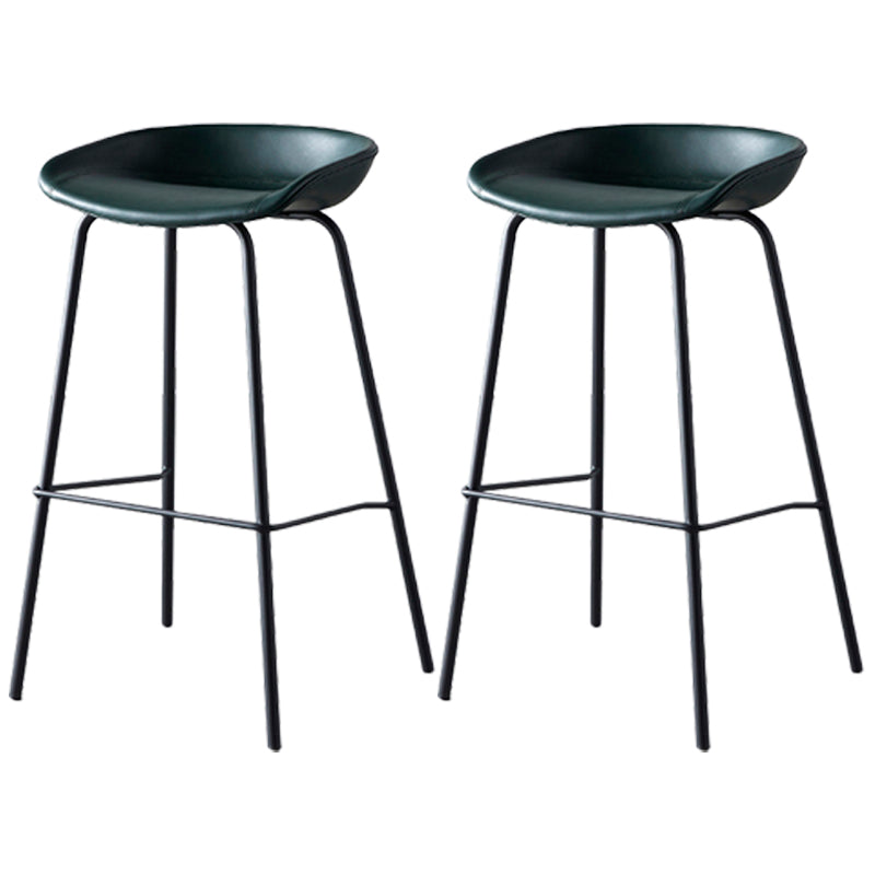 Industrial Metal Distressed Barstool Indoor Tall Stool with Leather Seat
