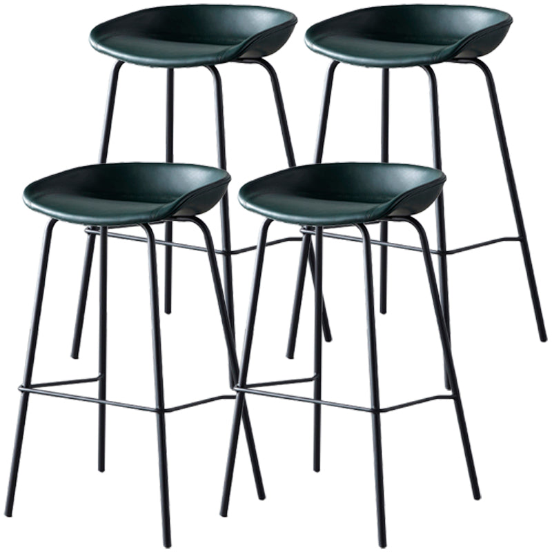 Industrial Metal Distressed Barstool Indoor Tall Stool with Leather Seat