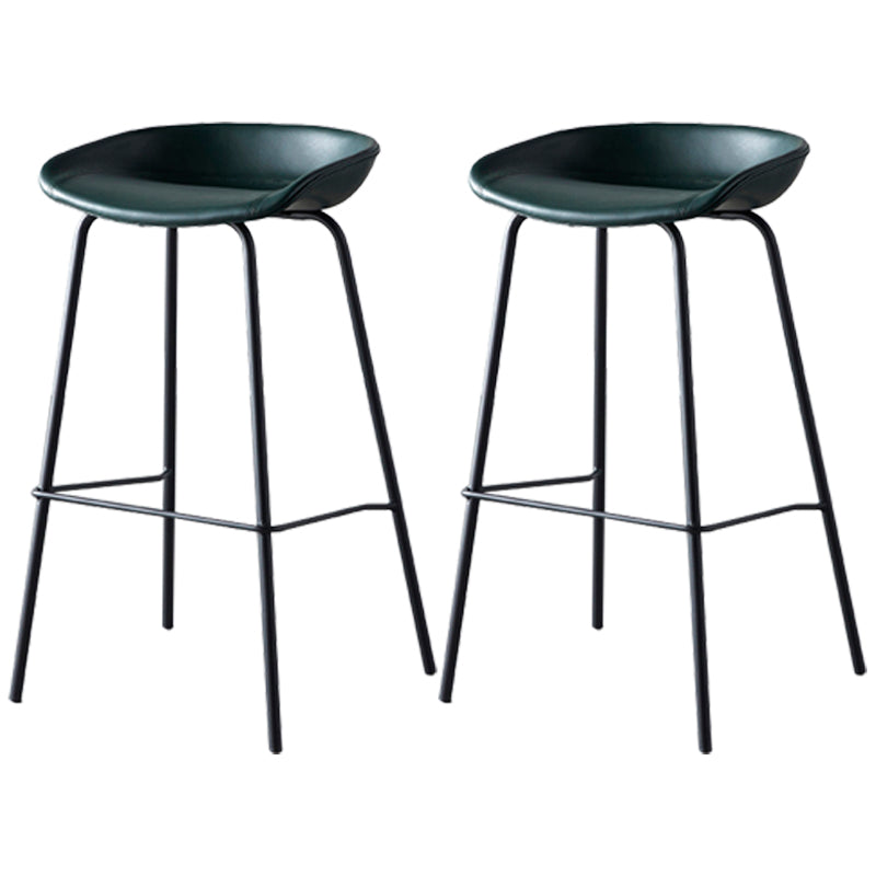 Industrial Metal Distressed Barstool Indoor Tall Stool with Leather Seat