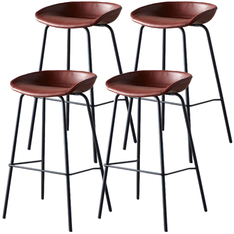 Industrial Metal Distressed Barstool Indoor Tall Stool with Leather Seat