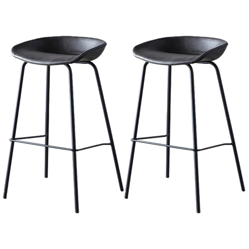 Industrial Metal Distressed Barstool Indoor Tall Stool with Leather Seat