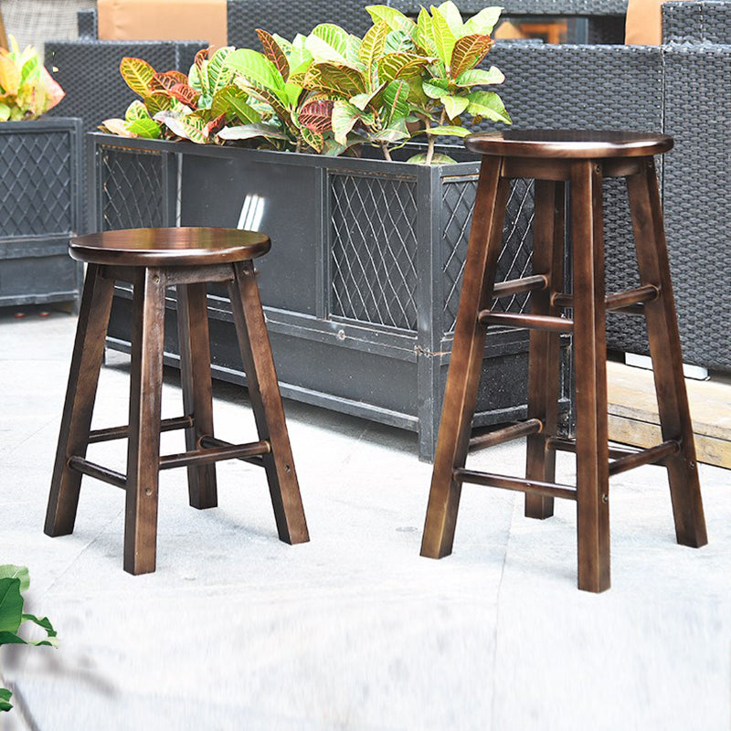 Taburete de bar retro simple de madera industrial Taburete alto interior con asiento redondo
