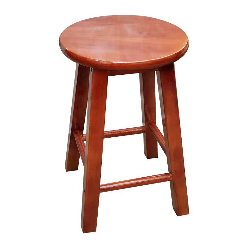 Industrieller, schlichter Retro-Barhocker aus Holz für den Innenbereich, hoher Hocker mit rundem Sitz