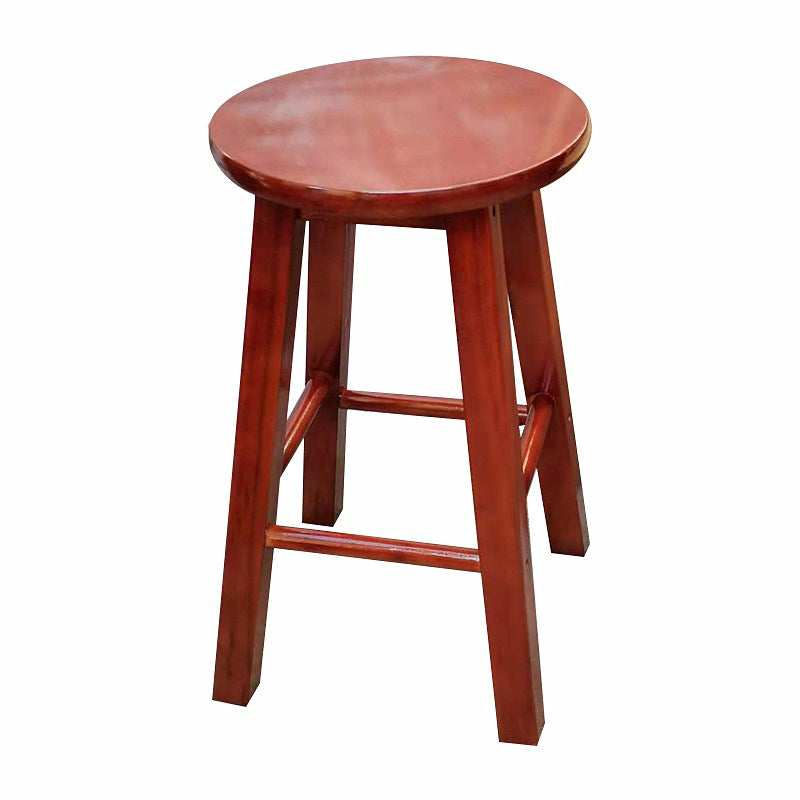 Taburete de bar retro simple de madera industrial Taburete alto interior con asiento redondo