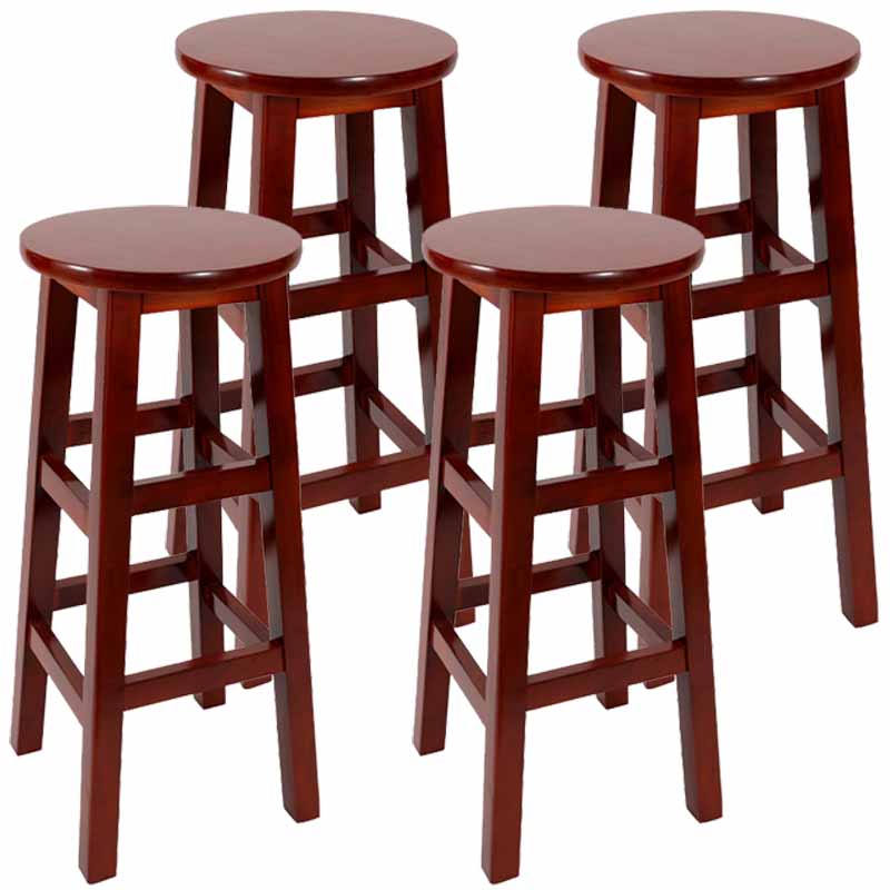Taburete de bar retro simple de madera industrial Taburete alto interior con asiento redondo