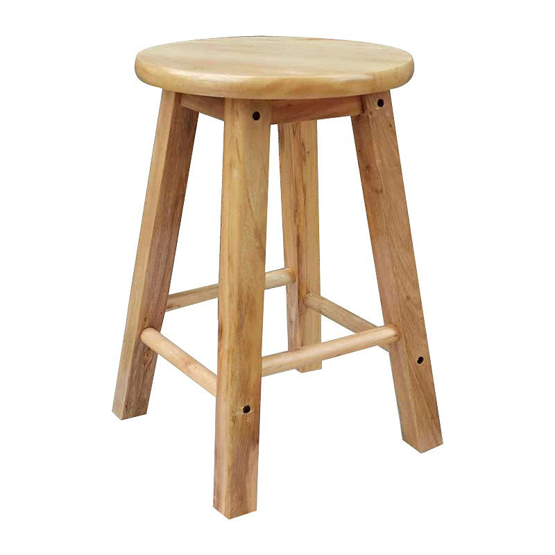 Industrieller, schlichter Retro-Barhocker aus Holz für den Innenbereich, hoher Hocker mit rundem Sitz