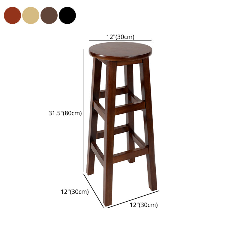 Taburete de bar retro simple de madera industrial Taburete alto interior con asiento redondo
