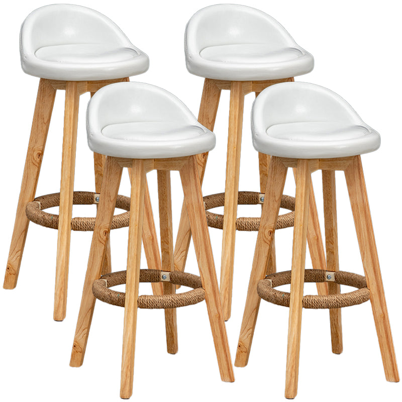 Natural Wood Upholstered Counter Stools Scandinavian Low Back Bar Stools