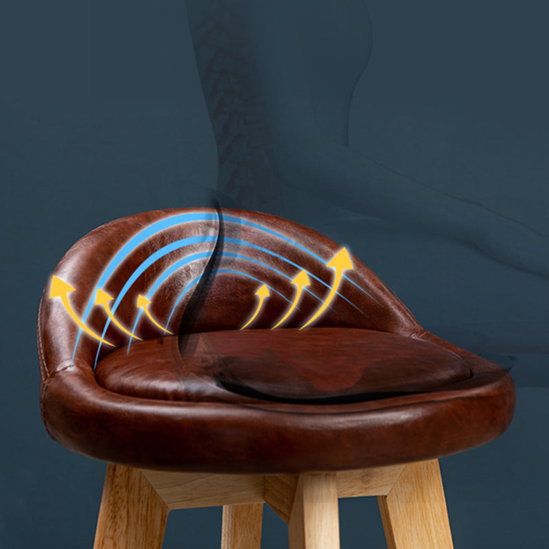 Natural Wood Upholstered Counter Stools Scandinavian Low Back Bar Stools