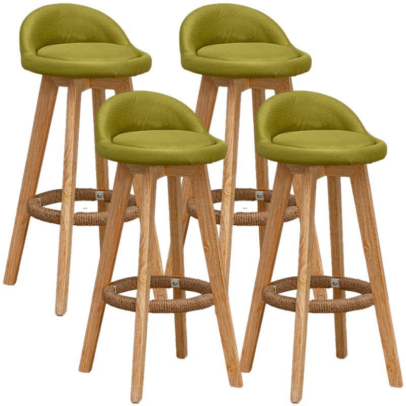 Natural Wood Upholstered Counter Stools Scandinavian Low Back Bar Stools