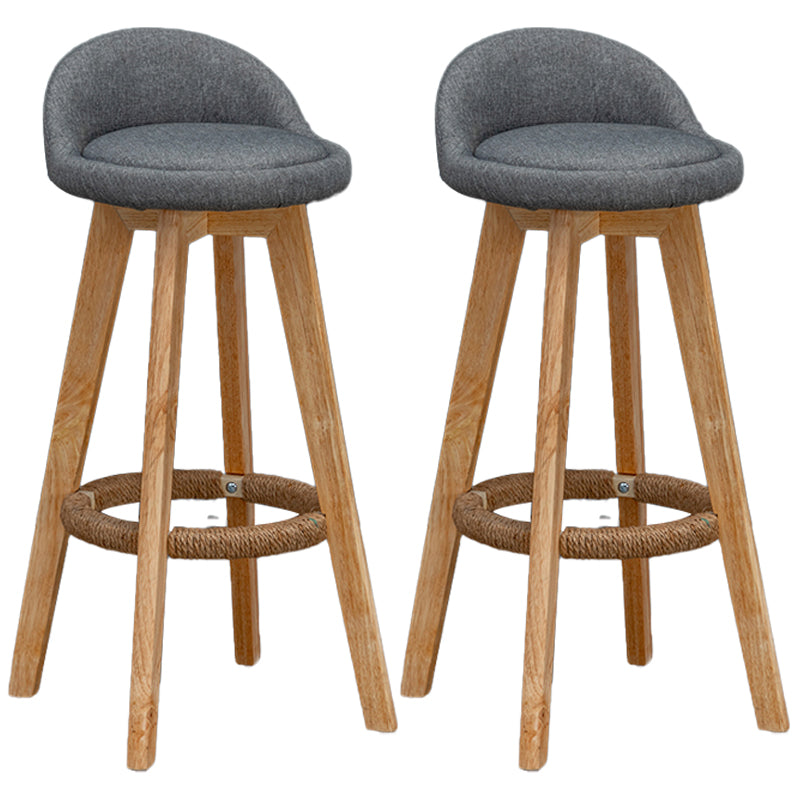 Natural Wood Upholstered Counter Stools Scandinavian Low Back Bar Stools