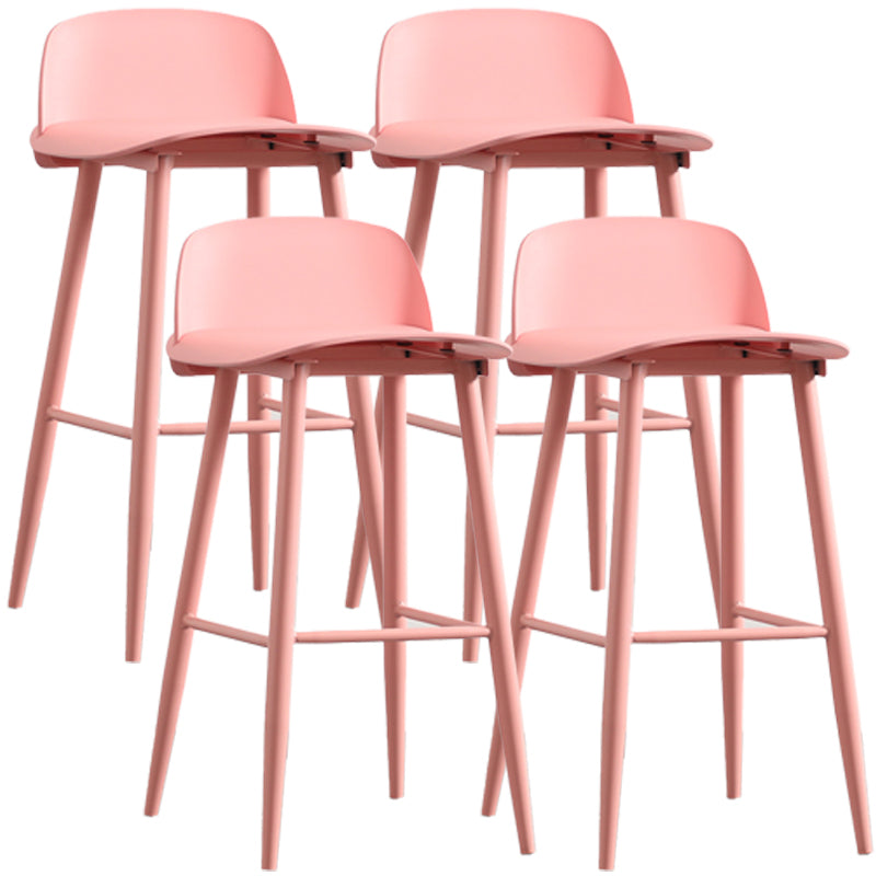Scandinavian Plastic Counter Stools Low Back Indoor Bar Stools with Metal Footrest