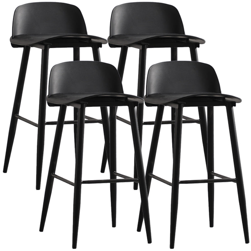 Scandinavian Plastic Counter Stools Low Back Indoor Bar Stools with Metal Footrest