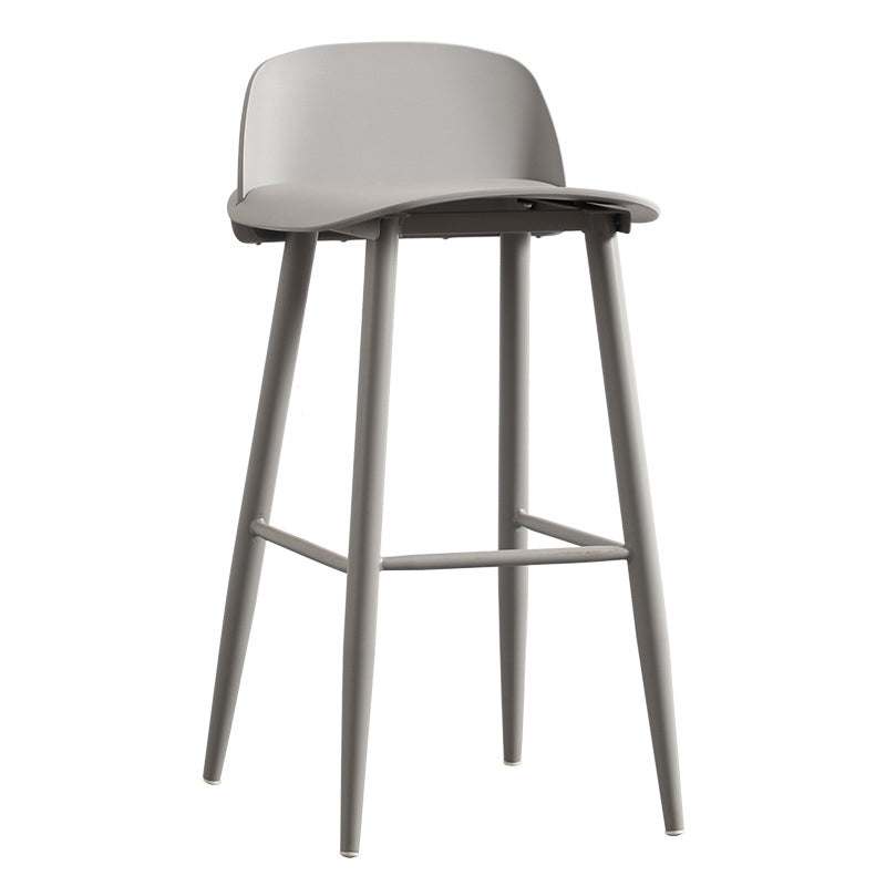Scandinavian Plastic Counter Stools Low Back Indoor Bar Stools with Metal Footrest