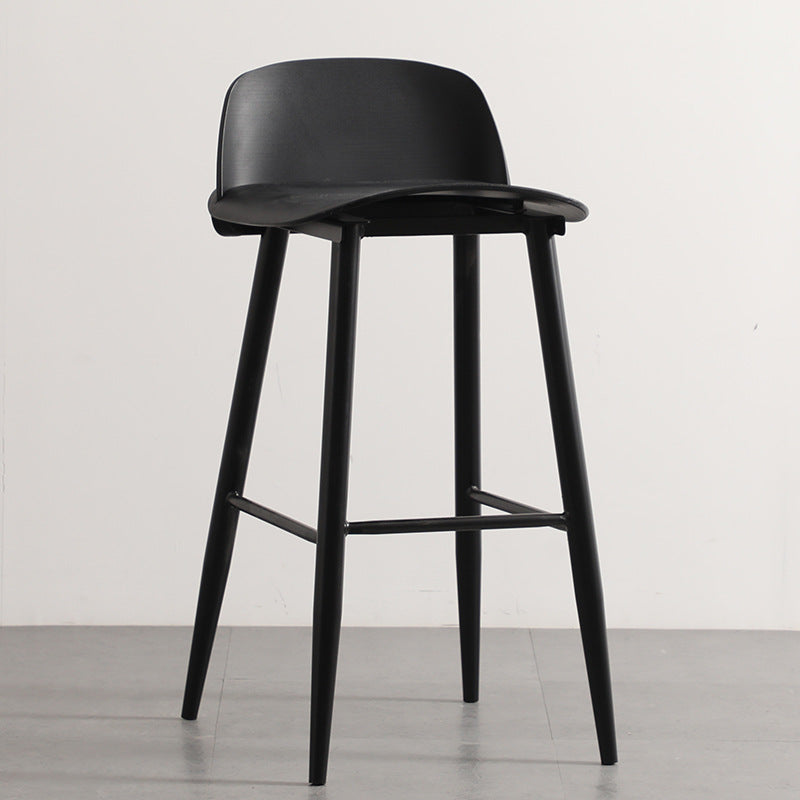 Scandinavian Plastic Counter Stools Low Back Indoor Bar Stools with Metal Footrest