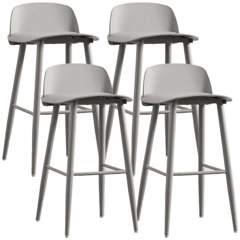Scandinavian Plastic Counter Stools Low Back Indoor Bar Stools with Metal Footrest